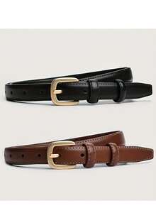 Sabuk Dekoratif Minimalis Gaya Korea Terbaru dan Tahan Lama untuk Wanita, Cocok untuk Rok, Jeans, Celana Panjang, dan Pakaian Lainnya - Coklat - View 2