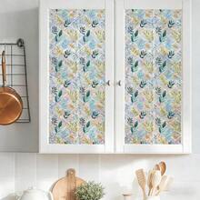 1片可移除欧式树叶花卉静电吸附玻璃膜，艺术彩色玻璃装饰效果，适用于客厅和卧室 - 多色 - 查看 7