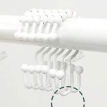 12 piezas Ganchos de plástico blanco para cortina de ducha con anillos de doble capa - Ganchos de baño duraderos para cortina y forro, fácil instalación, diseño de agarre , diseño de gancho elegante, acabado suave, para propiedades de alquiler - Multicolor - Ver 5