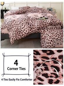 3pcs Leopard Print Duvet Cover Set, Super Soft & Breathable Microfiber Fabric, All Season Use, Machine Washable, Wrinkle Resistant, Suitable For King/Queen/Full/Double Bed, Home, Dorm, Apartment, Hotel, Vacation Rental, Gift - Multicolor - View 7
