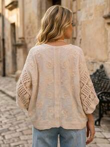 Floral Print Lightweight Breathable Cardigan, Suitable For Beach, Pool, And Vacation In Summer - Apricot - View 6