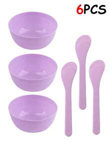 18/6件套面膜勺、面膜碗套装、搅拌棒、塑料涂抹刷、混合工具、刮刀、面膜棒。沙龙版。操作简便。 - 彩色 - 查看 6