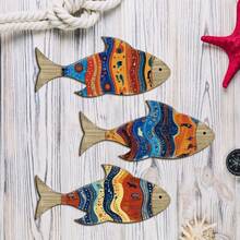 3pcs Bohemian Style Wooden Fish Wall Decor Set, Summer Ocean Theme Wall Decor, Door Decor, Bohemian Style Room Decor, Ocean Animal Home Decor, Bedroom Decor, Bathroom Decor (Adhesive Tape Included) - Multicolor-sending Tape - View 5