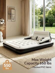 1pc Inflatable Air Mattress With Pillow And Backrest, Suitable For Indoor, Outdoor Camping And Beach Sleep - Multicolor - View 7