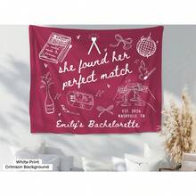 1pc Personalized She Found Her Perfect Match Bachelorette Party Banner Decor, Custom Match Made In Heaven Bridal Shower Sign Tapestry Bride Photo Backdrop - Màu1 - Xem 2