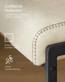 VASAGLE EKHO Collection - Bar Stools Set Of 2, Counter Height Stools With Backs, 26.4-Inch Barstools Chairs, Synthetic Leather With Stitching, Mid-Century Modern, Dining Kitchen Island - Milky White - View 5