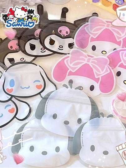 SANRIO 5个装 Hello Kitty 肉桂狗 酷洛米 美乐蒂 透明自封袋 首饰袋 收纳袋 便携式