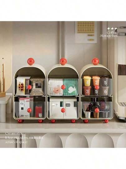 2-Tier Acrylic Coffee Station Organizer - Storage Box For Capsules, Tea Bags, Snacks And Stationery - Ideal Home And Office Countertop Organizer, Coffee Station Caddy | Modern Kitchen Storage | Durable Acrylic Material