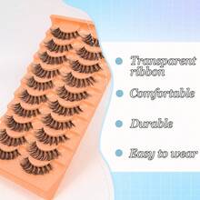 10 Pairs Natural Fluffy Faux Mink Lashes, Soft 3D Handmade False Eyelashes, Suitable For Daily Makeup, Fresh & Natural, 6-16mm - Black - View 4