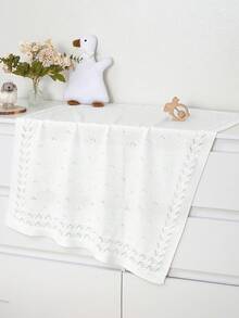 Hollow Lace Knitted Baby Blanket, 100% Cotton Class A Infant Swaddle Wrap, All Season Stroller Cover, Ins Style - White - View 3