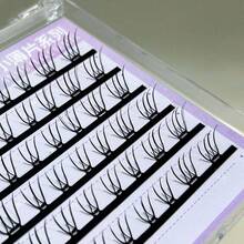 MIXIAOHE 48簇垂直自粘假睫毛，C型卷翘DIY单根假睫毛，无需胶水，韩日自然逼真妆效，可重复使用分段式假睫毛，新手友好型眼妆工具 - C - 查看 4