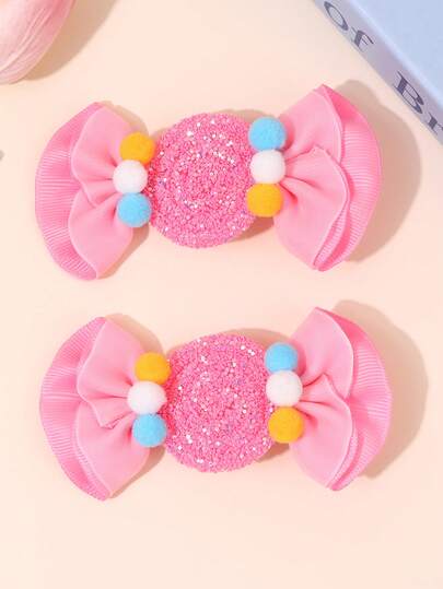 2 Pcs Women's Cute Candy Hair Clips, Pink Sweet Barrettes, Women's Daily Party Hair Accessories, Claw Clips, Hair Claws, Hair Clips, Gift For Friends.