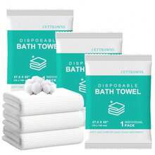 18 Count Disposable Bath Towels Camping Towel Gym Towel Barber Towel Large Size 27.5"x55" Portable Thickened Absorbent Individually Packed for Travel Hotel Camping Spa Business - Blanco - Ver 1