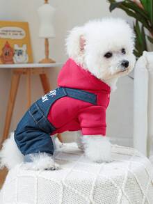 1pc Pet Clothes, Cute 4-Leg Suspender Pants Outfit For Small Dogs & Cats - Blue - View 2