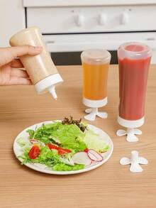 Bộ 1 chai bóp đựng sốt kem cà chua, mật ong, nước tương và gia vị. - trắng - Xem 7