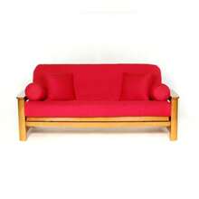 Royal Heritage Home 100% Cotton Full Size Futon Cover - Red - Washable Zippered Sofa Furniture Bed Mattress Covers - Armless Couch Zipper Slipcover Protector/Encasement - Rojo - Ver 2