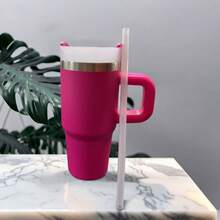 Stainless Steel Thermal Bottle With Straw 420ml - Hot Pink - View 1
