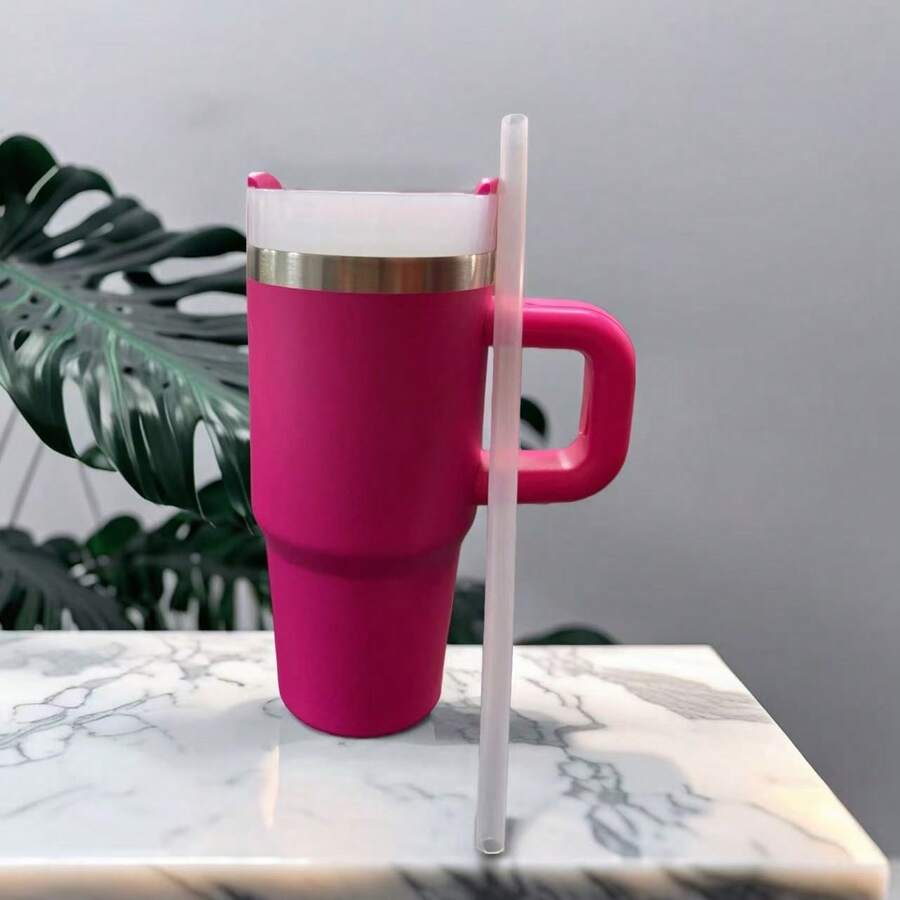 Stainless Steel Thermal Bottle With Straw 420ml - Hot Pink - View 1