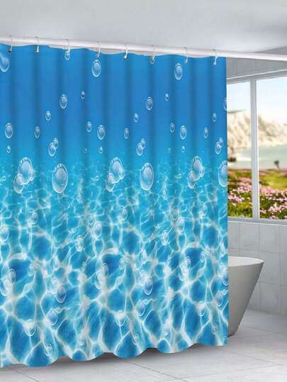 1/4 Pcs Summer Ocean Wave Pattern Printed Waterproof Shower Curtain, Tapestry Wall Hanging, Non-Slip Bath Mat, Toilet U-Shaped Mat & Cover Set, Modern Home Bathroom Decor With 12 Curtain Hooks. Waterproof Polyester Fabric, Machine Washable, Grommet Top, Unlined Woven Curtain, Suitable For Hotel, Apartment Bathroom Decoration, Home Bathroom Accessories, All Seasons, Great Gift For Friends And Family