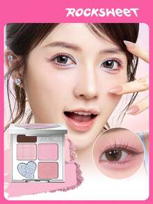 ROCK SWEET 5-Color Eye & Brow Palette - Brow Pencil, Brow Powder, Neutral Eyeshadow, Contour And Matte Highlighter, Sweat-Proof (Perfect Gift) - 02 Bẫy đầu xuân (Hoa anh đào Ice Point)# - Xem 2