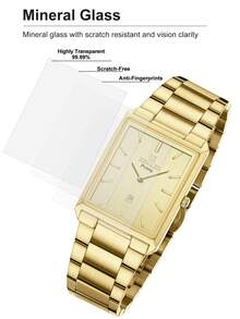 Reloj de cuarzo para hombre REWARD, estilo de moda empresarial, pantalla de fecha, manecillas luminosas, multifunción, alta calidad, regalo, diseño clásico, correa de acero inoxidable - Dorado - Ver 8