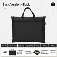 DELI Oxford Cloth Business Briefcase, Double Layer Document Bag For Men And Women, Professional Work Tote For Office Supplies, Papers And Everyday Commuting, Practical Carry Bag For Business Meetings, Travel And Daily Use - Rectangle - View 3