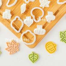 Autumn Cookie Embosser Mold Thanksgiving Day Biscuit Mold Pumpkin Mushroom Palm Fruit Maple Leaf Fondant Biscuit Cutter Mold - White - View 3