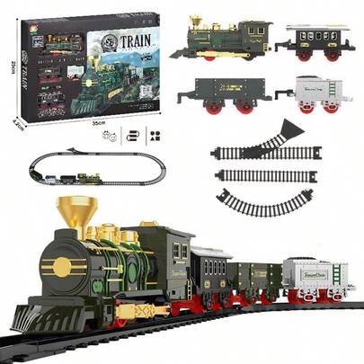 2026 Electric Train, Classic Train Toy With Smoke, Lights And Sounds, Train Track Set, Toddler Model Train Suitable For Children Toys Gifts, New Year Birthday Holiday Gifts (Batteries Not Included)