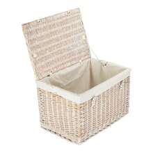 Red Hamper 60cm Whitewash Wicker Chest Picnic Storage Basket - White - View 1