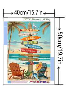 1pc DIY Diamond Painting - Landscape, Seaside, Road Sign, Home Decor, Full Drill, 30*40cm/40x50cm - Sets - View 10