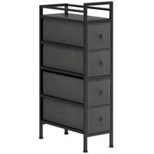 4-Drawer Chest In Non-Woven Fabric, Storage Unit With Steel Frame, 20 Cm X 43 Cm X 81.5 Cm, Black - Black - View 8