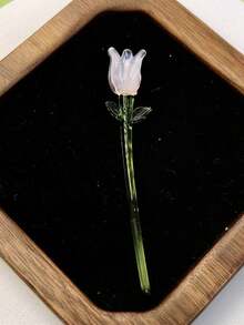 玻璃花盆家居裝飾，小型花瓶馬蹄蘭鬱金香人造植物花禮，釉面花束，（手工製作，顏色與尺寸略有差異）適合情人節 - 彩色 - 查看 18