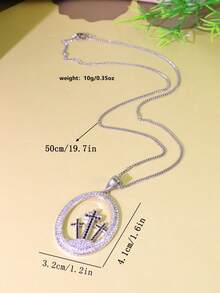 1 chiếc dây chuyền mặt dây chuyền hình chữ thập độc đáo, trang sức mặt dây chuyền unisex, quà tặng cho bạn trai/bạn gái, quà sinh nhật/lễ hội. - trắng - Xem 3