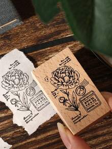 8入/盒 英式復古花卉蝴蝶木製印章 方形印章，適用於手帳、剪貼簿製作、藝術裝飾，送給朋友的禮物 - 套裝 - 查看 5