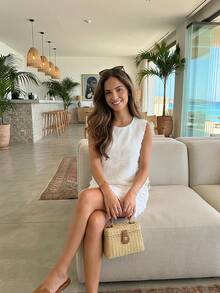 2026春季新款法式流苏拼接设计连衣裙，优雅淑女风，夏季修身显瘦 - 杏色 - 查看 6