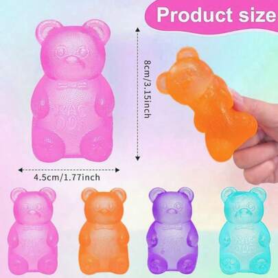 Cute Gummy Bear Squeeze Stress Relief Fingertip Toys-Slow Rebounding Sensory Toys,Children's Party Gifts,Birthday Party Favors, Gift Bag Fillers,Easter Egg Fillings(Random Packaging Bag)