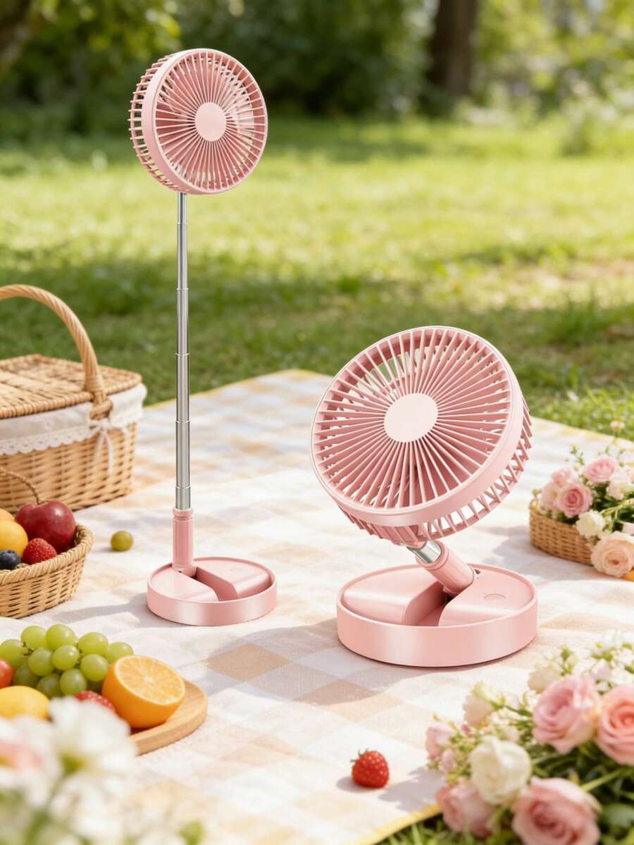 Pink Portable Rechargeable Fan With Remote - 4 Speeds, Ultra Quiet, 3600mAh USB-C Battery, Summer Must-Have & Perfect Gift For Valentine's Day, Mother's Day, Father's Day, Birthday | Great For Office, Camping, Travel, Dorm, Outdoors - 彩色 - 查看 1
