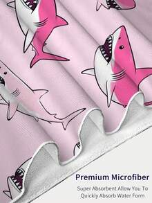 1pc Cartoon Pink & White Shark Print Beach Towel - Quick-Drying, Soft, Portable, Stylish, Sand-Resistant, And Ultra-Absorbent Microfiber. Styles: Bohemian, Tropical, Vintage, Funny; Suitable For Yoga, Picnics, And UV Protection. Ideal For The Beach, Pool, And Outdoor Activities; A Travel Essential Perfect For Camping, Yoga, The Gym, Sports, And Swimming. Suitable For Both Men And Women. - Beach Towel C - View 9