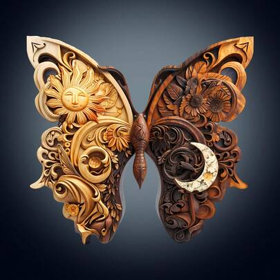 1pc Yin Yang Butterfly Wooden Puzzle, Asymmetrical Animal Shape Wooden Puzzle Toy, Unique Party Game Gift, Decorative Art Puzzle, Desktop Game Magic Puzzle, Unique Children's Educational Puzzle, Holiday Gift, Suitable For Adults Wooden Puzzle, New Year Gift, Back To School Gift, Birthday Gift (2D Puzzle)