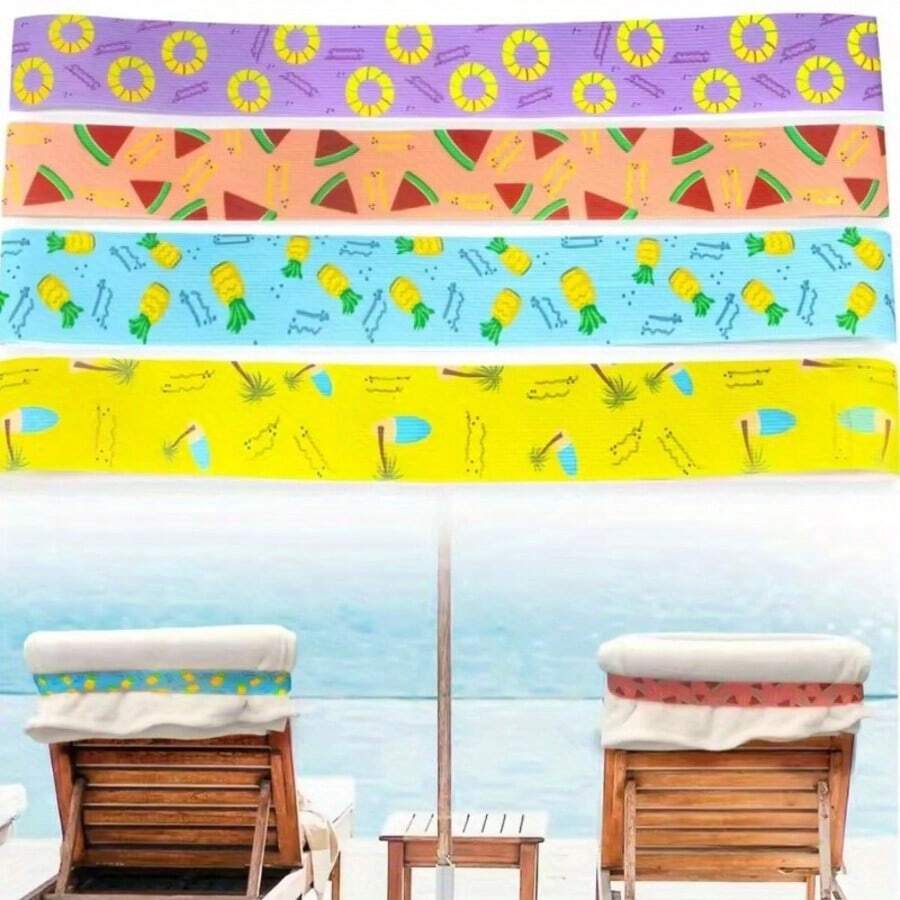 5pcs Beach Chair Towel Fixation Straps, Elastic Bedsheet Storage Bands, Durable Drawstring