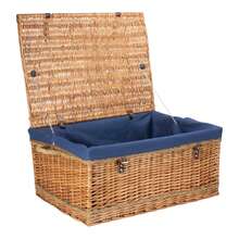 Red Hamper 72cm Double Steamed Rope Handled Wicker Trunk - Navy Blue - View 5