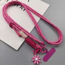 1条菊花吊坠手机挂绳长款编织斜挎带男女通用户外登山可调节多功能颈带耐用带夹子 - 彩色 - 查看 8