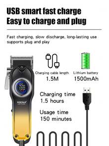 男士专业电动理发器，USB锂电池充电，LED智能显示屏，无线多功能，可调节头带梳，轻松控制剃须，带给您沙龙级丝滑体验。 - 查看 5