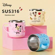 Disney Children's Water Cup, Household Toddler Anti-Drop Milk Cup, Preschool Stainless Steel Cup With Scale - Multicolor - View 1