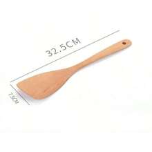 Juego de utensilios de cocina de calidad premium de boj natural - espátula, colador de arroz, cucharón de sopa, colador y cuchara de cocina, adecuado para la cocina, regalo de Navidad - Color de madera natural - Ver 6