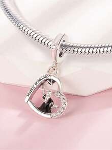 Fashionable & Delicate Romantic Graduation Series Charm Set Includes Heart, Girl, Book, Graduation Cap, Rabbit Graduate Beaded Pendant, Full Of Ceremonial Sense, Versatile DIY Bracelet Necklace Graduation Gift - Silver - View 2