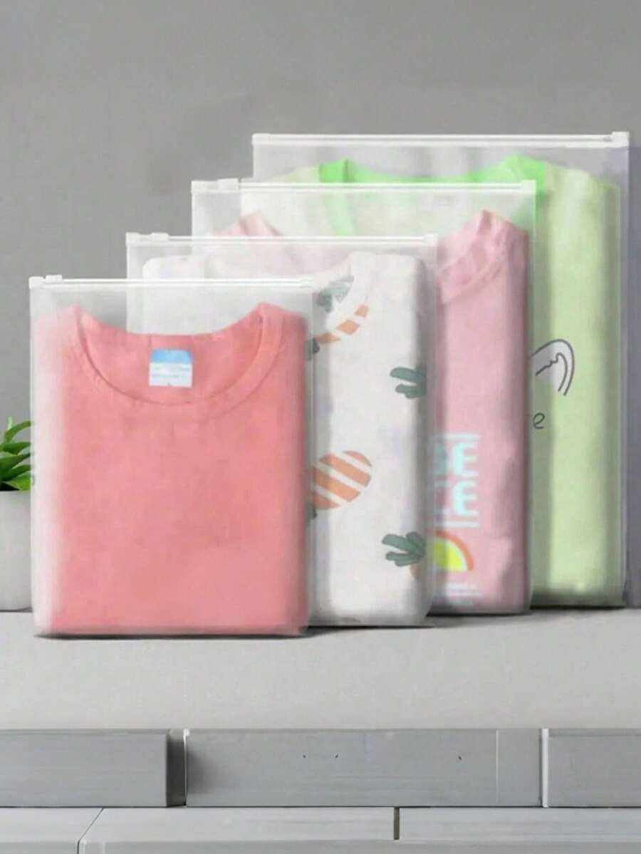 10个装旅行拉链袋，PE收纳袋，半透明塑料袋，带EVA拉链，拉链袋，防水包装袋 - 無色 - 查看 1