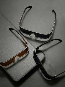 1 Cặp kính râm gọng lớn unisex, chất liệu hợp kim, chống tia cực tím UV400, kiểu dáng retro cyber-style, cầu mũi rỗng, thiết kế đường phố sẵn sàng chụp ảnh. - Nhiều màu - Xem 6