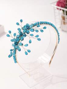 1件手工水晶发箍，优雅新娘伴娘发饰，红/绿/蓝水晶发冠 - 藍色 - 查看 6