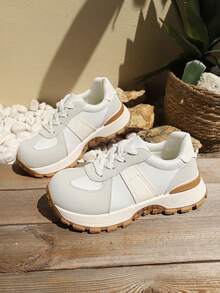 Giày thể thao đế dày mới năm 2026 dành cho nữ, đa năng cho mùa xuân/thu, giày chạy bộ/leo núi đế mềm thoáng khí, thời trang. - trắng - Xem 1